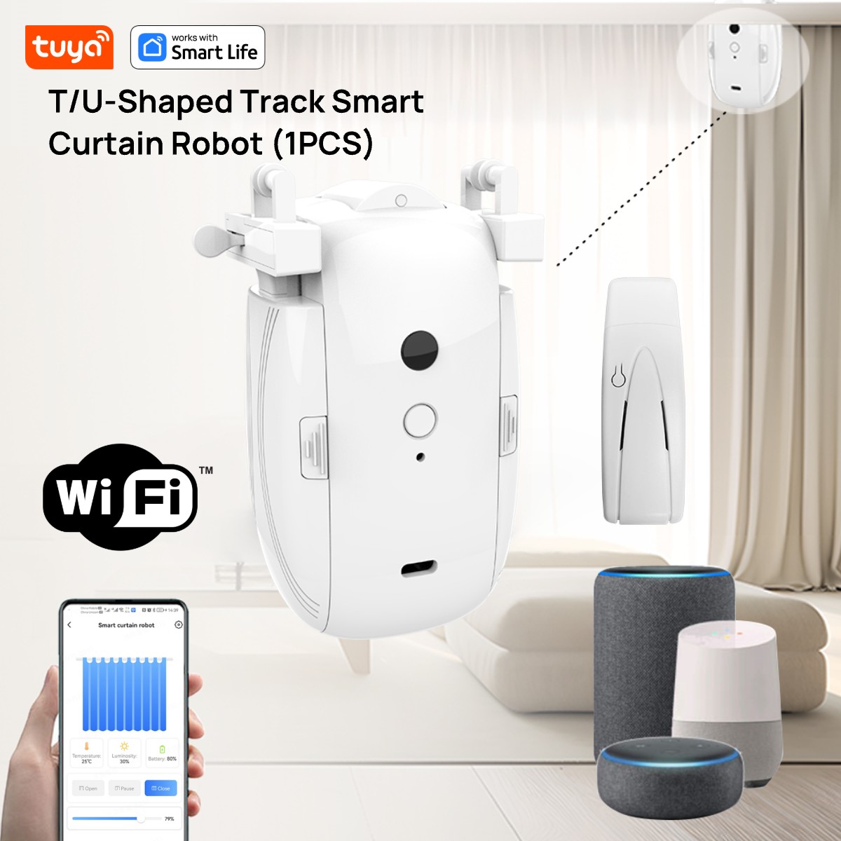 Smart Home Living - Tuya Akıllı WiFi Perde Robotu (Hub'lı