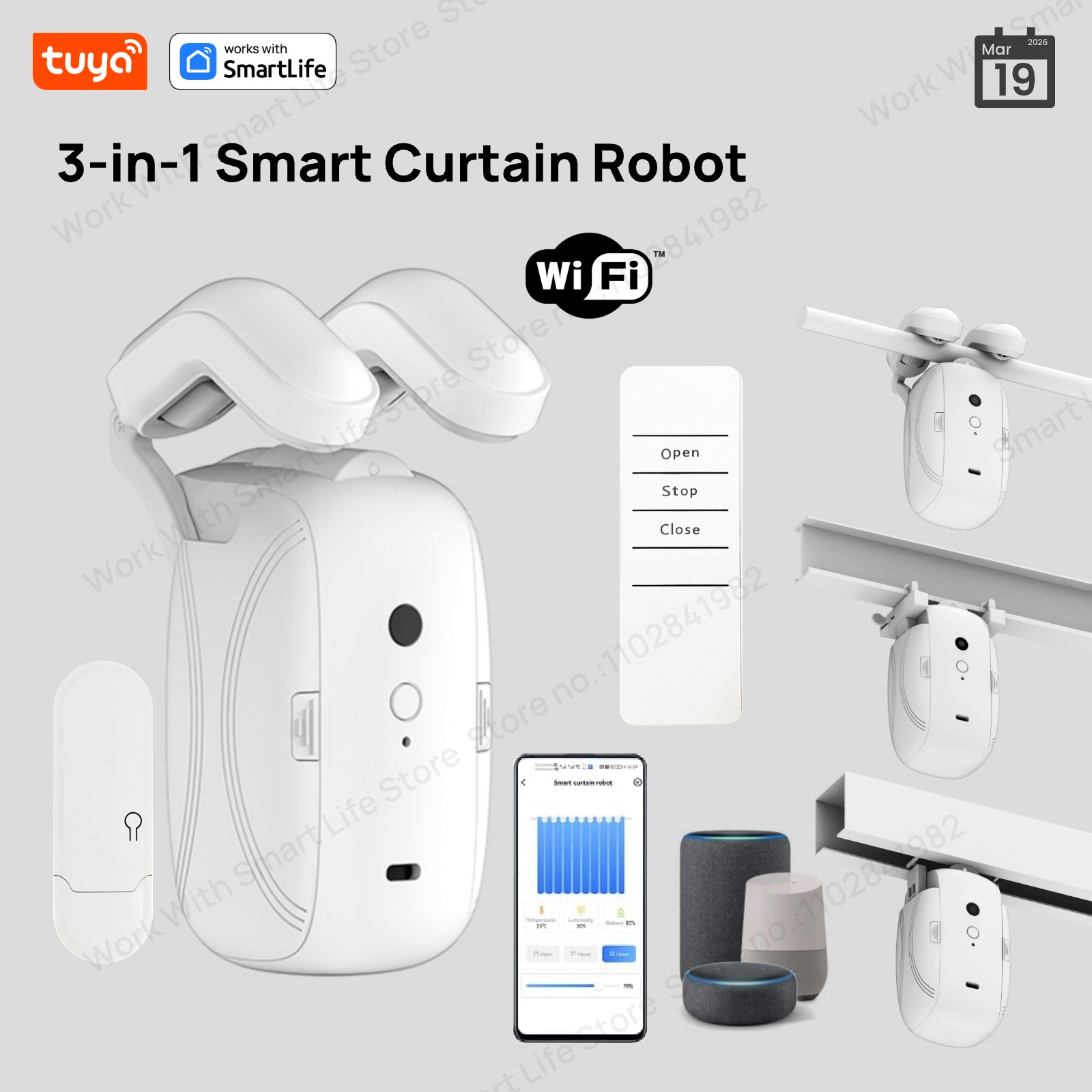 Smart Home Living - 1/2 ADET Tuya Akıllı WiFi Perde