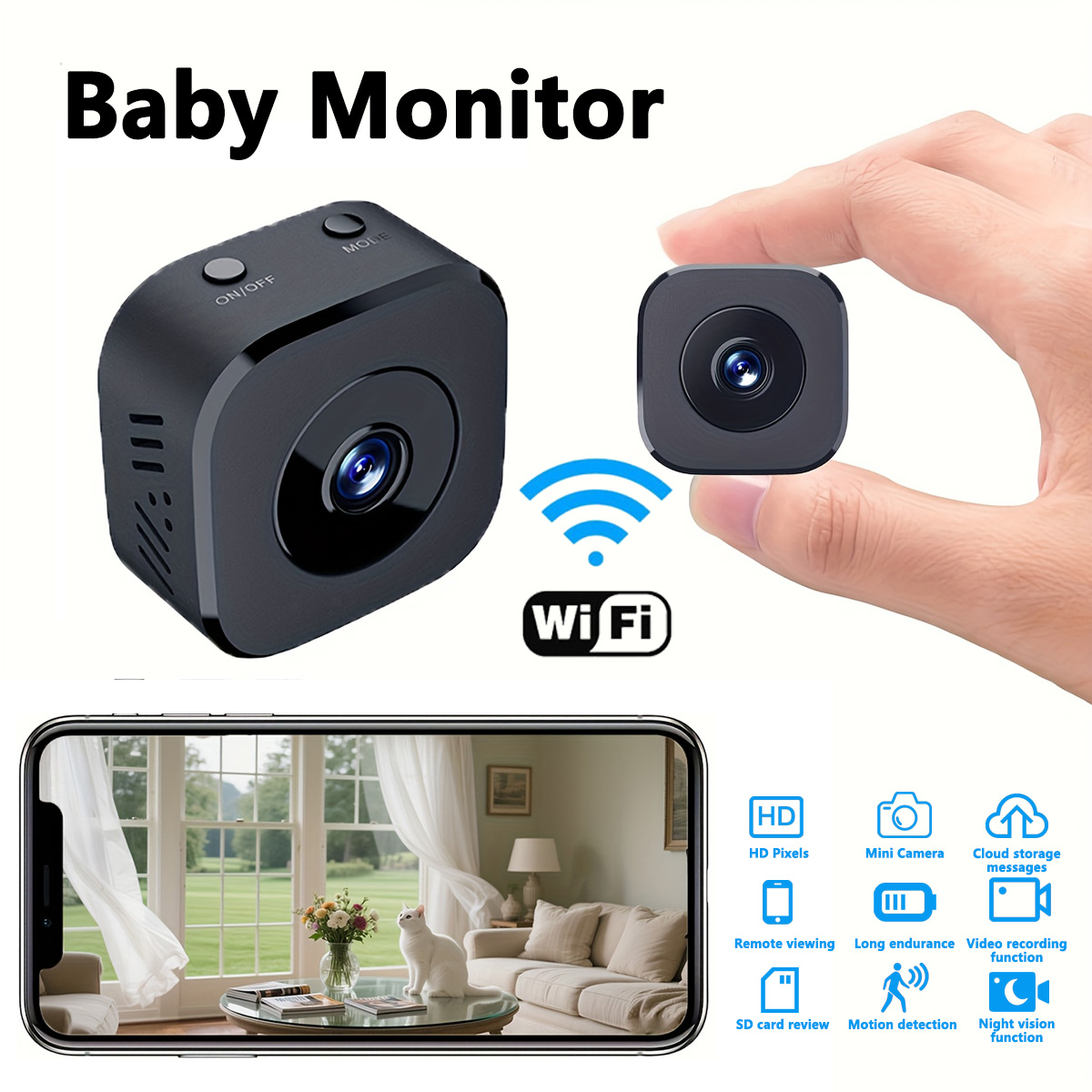 Smart Home Camera - 1080P HD Mini WiFi Kamera Kapalı