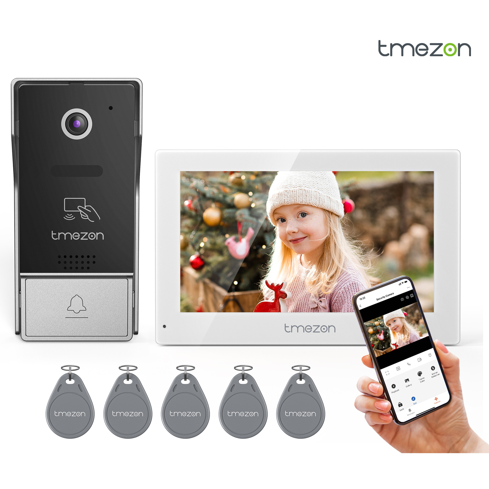 Smart Home Video Doorbell App - 7 inç Tuya 1080P kablosuz Wifi