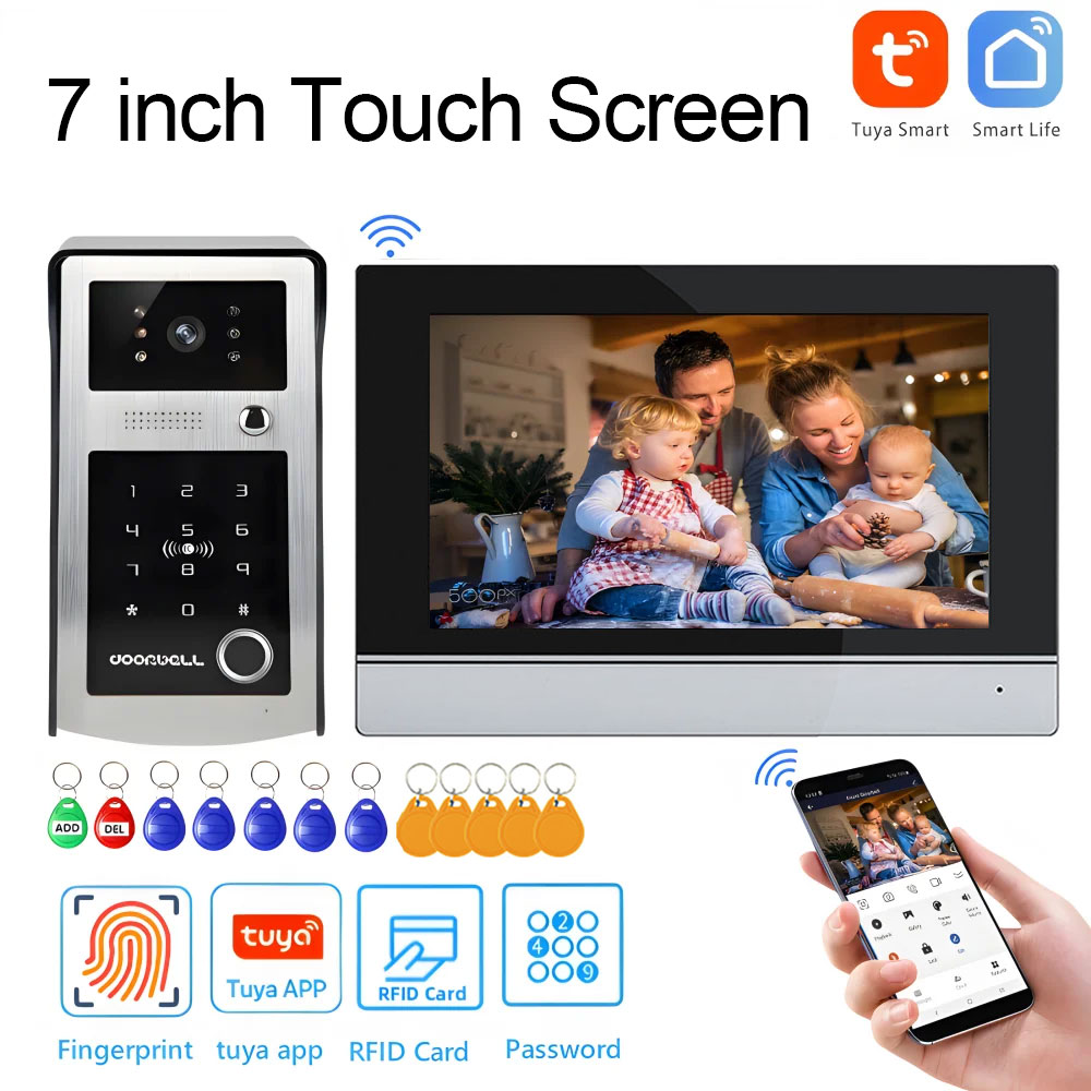 Smart Home Video Doorbell App - Wifi Tuya 7 İnç Dokunmatik Ekranlı